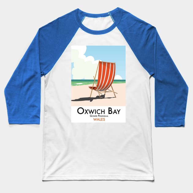 Oxwich Bay Gower Peninsula Wales Baseball T-Shirt by nickemporium1